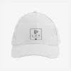 White baseball cap with a black square logo on the front reading 'LP LUX PEPTIDES'.