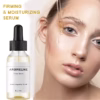 Product shot of Argireline facial serum with a dropper, beside a woman's face applying serum; text reads 'Firming & Moisturizing Serum'
